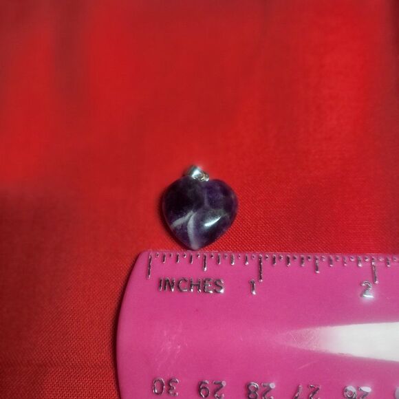 Bi-color Amethyst Crystal Heart Sterling Silver Pendant - Picture 5 of 7